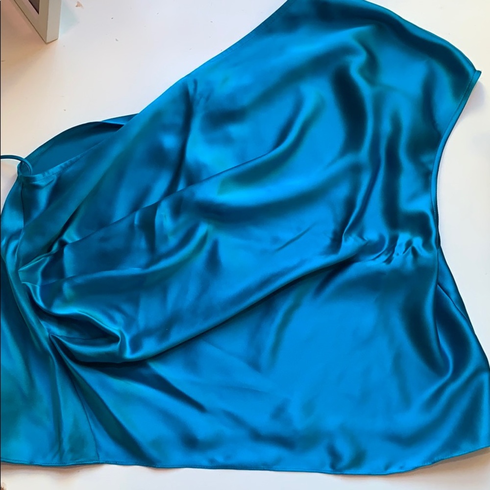 Michelle mason blue off-the-shoulder blouse